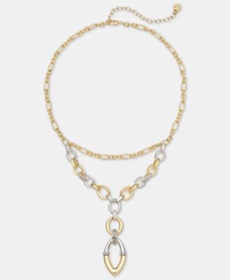 Linked Layered Lariat Necklace, 16" + 3" extender
