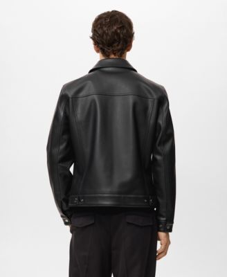 Men's Pockets Faux-Leather Jacket