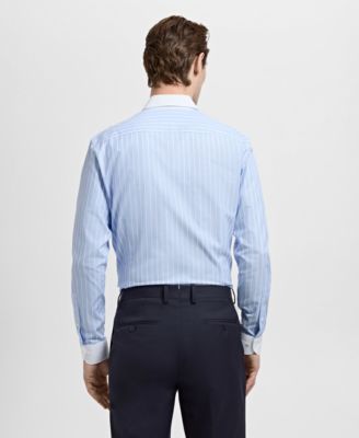 Men's Striped-Print Slim-Fit Dress Shirt