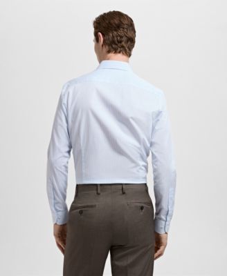 Men's Slim Fit Cotton Striped Dress Shirt