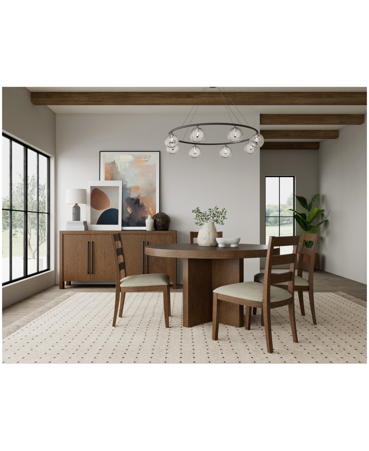 Davie Round 5pc Dining Set (Table & 4 Ladder Side Chairs)