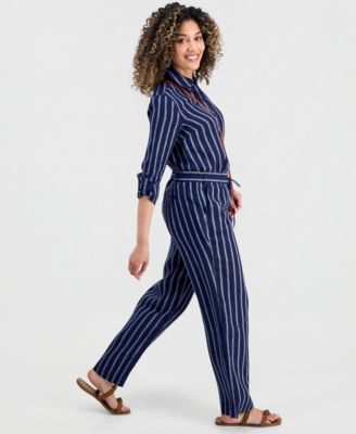Petite Linen Savannah Stripe Drawstring Pants