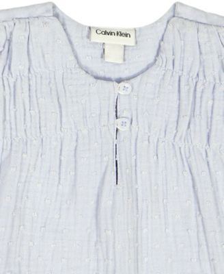 Baby Girls' Woven Clip-Dot Ruffle Trim Top & Bloomers, 2-Piece Set