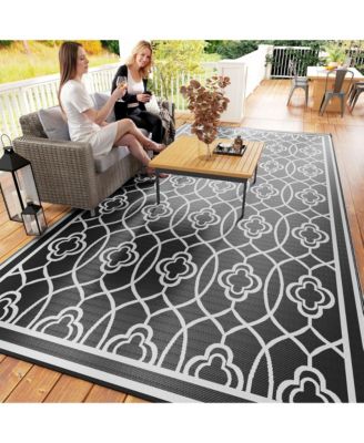 9' x 18' Plastic Lantern-Pattern Outdoor Floor Mat Rug