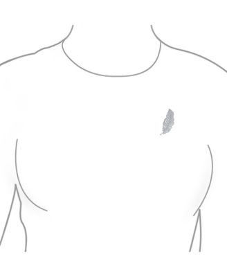  Large Pave CZ Feather Leaf Scarf Brooch Pin Rhodium Plated