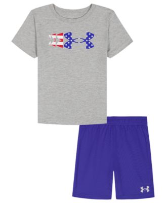 Boys' 4T-7 UA Flag Logo T-Shirt and Shorts, 2-Piece Set