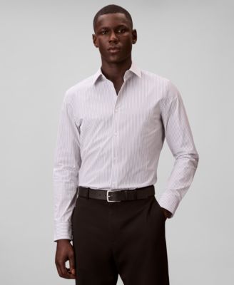 Men's Stripe Tech Slim-Fit Button-Down Shirt