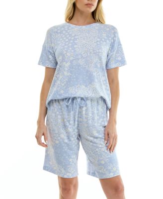 Women's Short-Sleeve Bermuda Short Set, 2-Piece Set