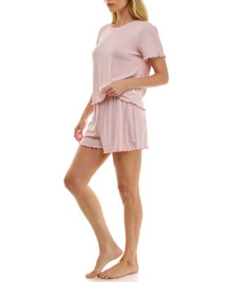 Women's Striped Top & Shorts, 2-Piece Set