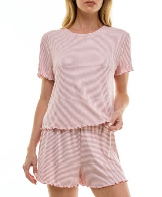 Women's Striped Top & Shorts, 2-Piece Set