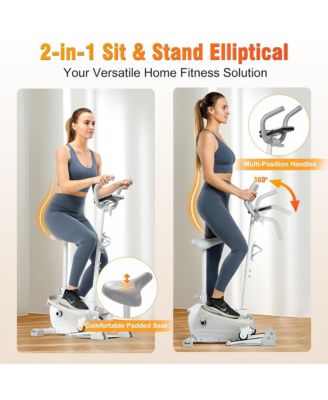 Mini Elliptical Machine with Seat, 3-Level Incline, & LED Display