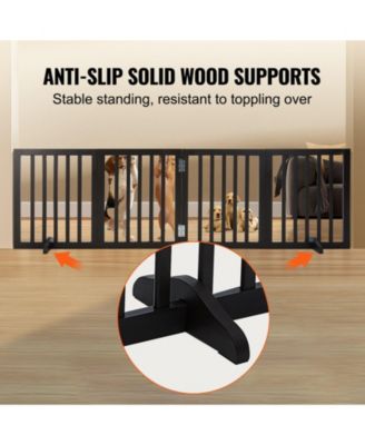 4-Panel Folding Indoor Pet Gate, 24" H x 80.3" W, Adjustable Barrier with Quiet Foot Pads