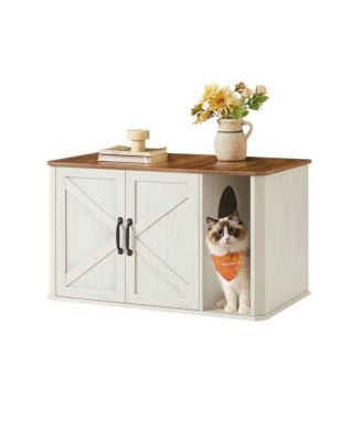 Litter Box Enclosure Cabinet with Front Entry, Hidden Cat Washroom Furniture, Top Holds 165 lb, Large Size