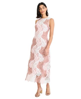 Women's Printed Lace Sleeveless Midi Dress
