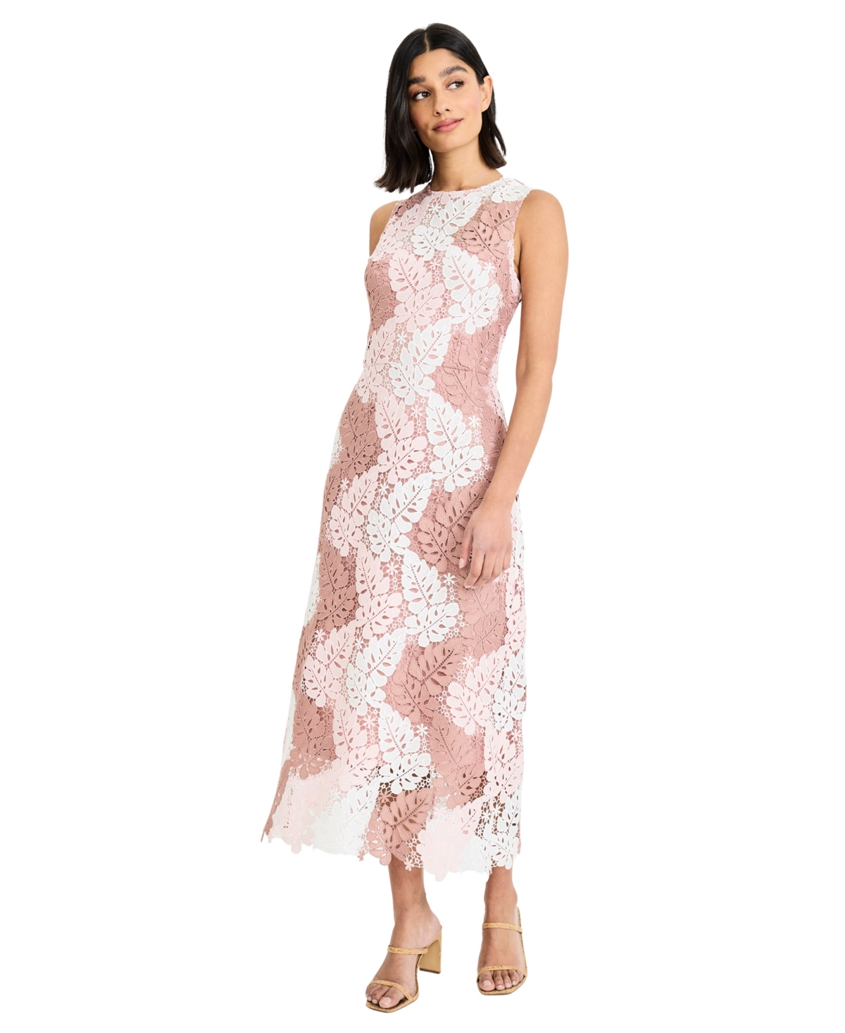 Maggy London Women's Printed Lace Sleeveless Midi Dress
