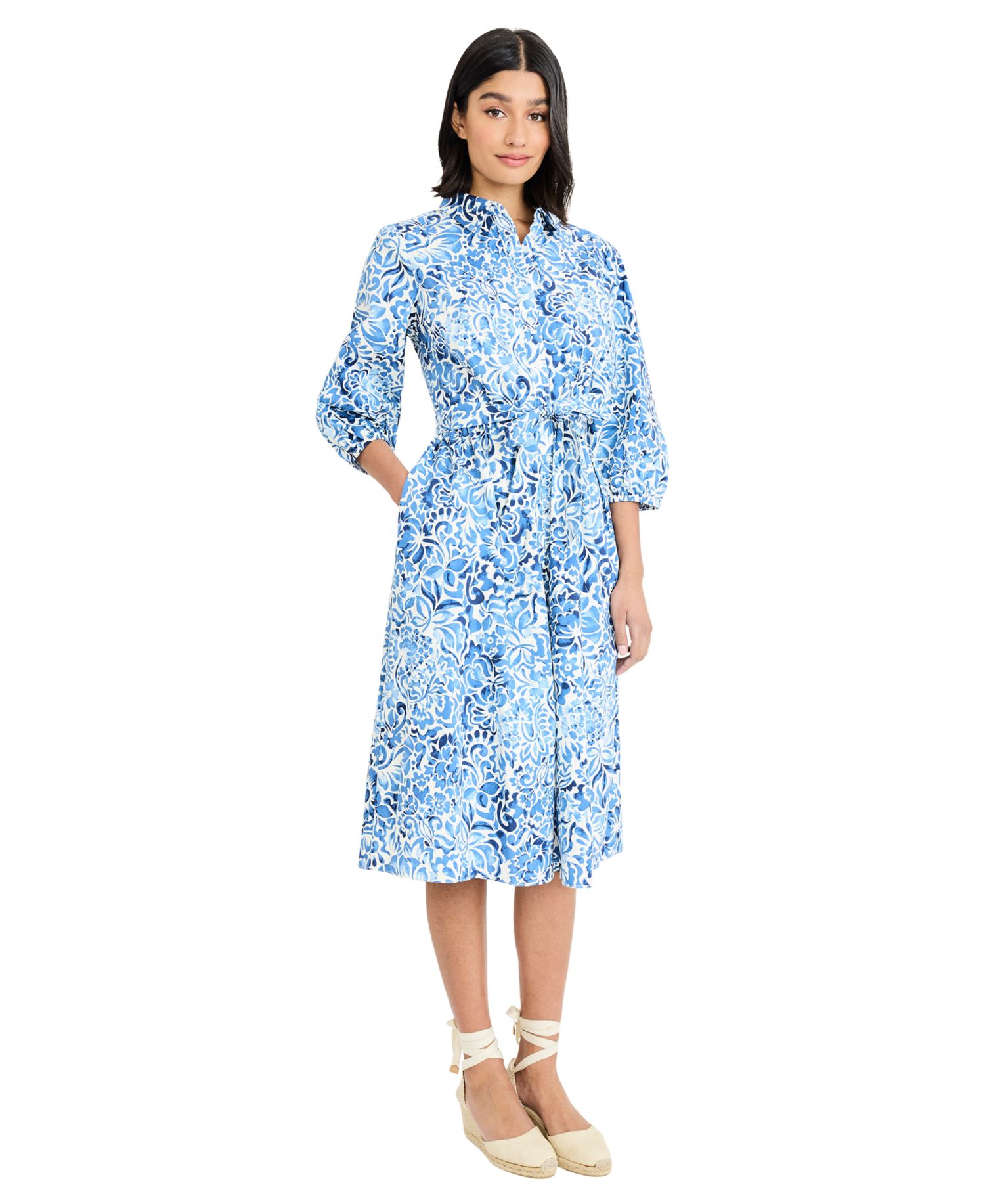 Women's Balloon-Sleeve Shirt Dress