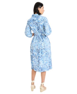 Women's Balloon-Sleeve Shirt Dress