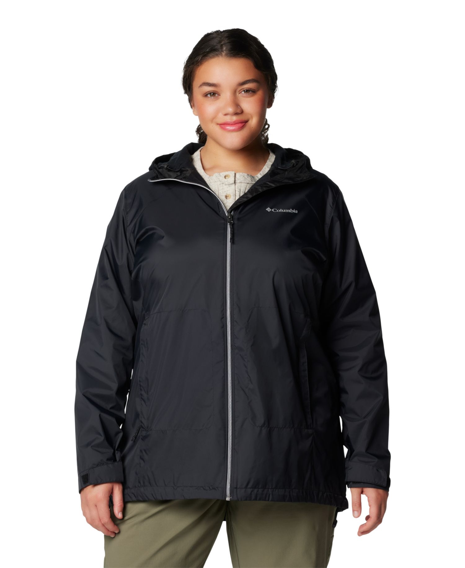 Plus Size Switchback Lined Long Zipper Jacket