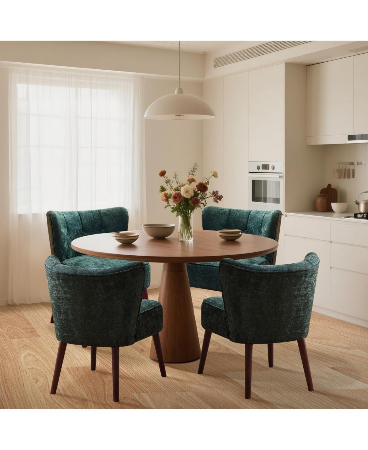 Gaomon Mid-Century Modern Tufted Fabric Accent Chair, Armless Lounge Chair with Solid Wood Legs for Living Room