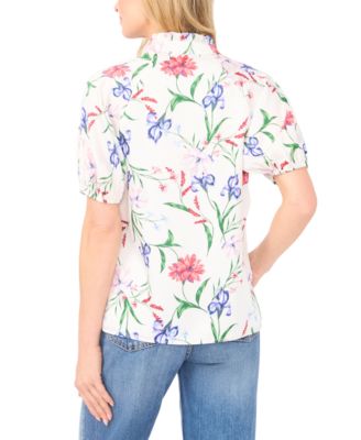 Women's Ruffle Split Neck Raglan Seam Blouse