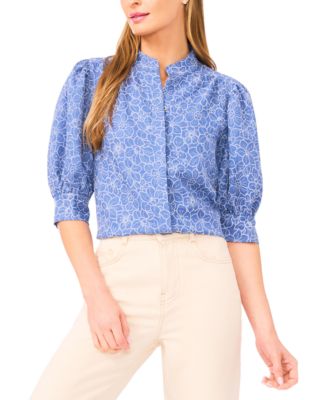 Women's Collared Neck Short-Sleeve Blouse