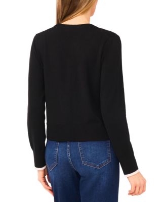 Women's Crochet Flower Snap Detail V-Neck Cardigan