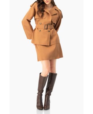 Women's Short Double-Breasted Trench Coat