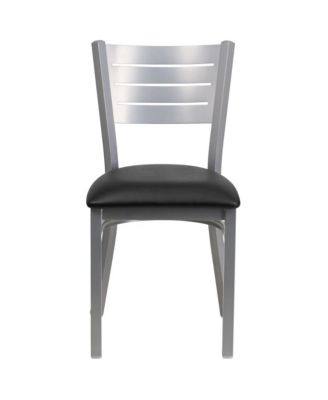 2 Pc. Silver Slat Back Metal Restaurant Chairs