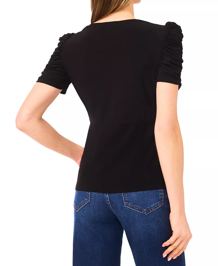 Women's V-Neck Puff-Sleeve Top - thumbnail 3