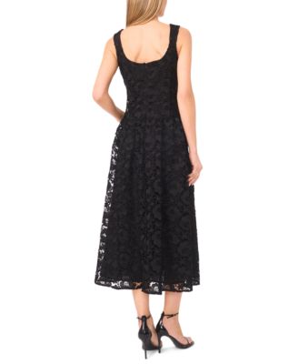 Women's Wide Strap Princess Scoop Neck Midi Dress