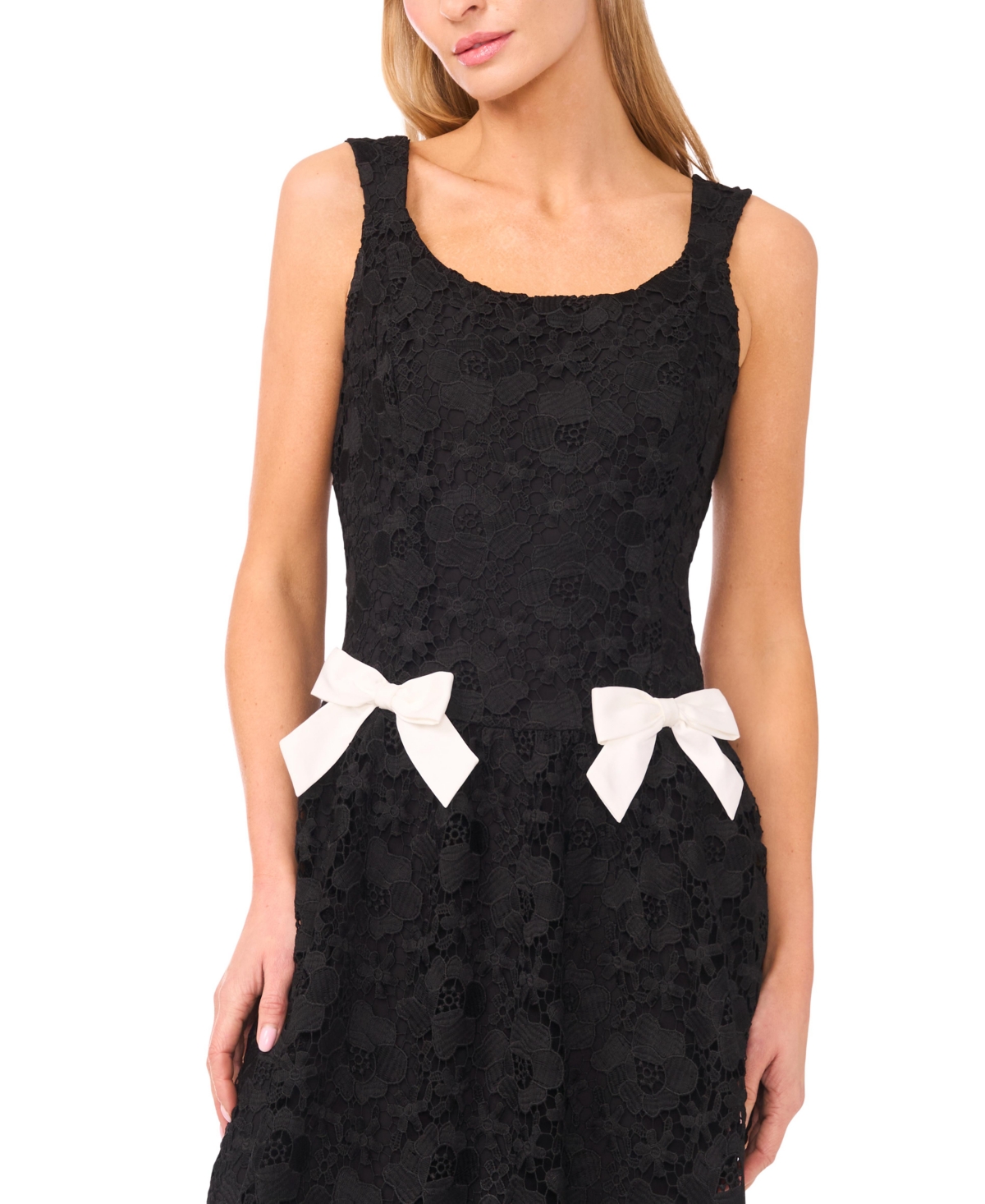 CeCe Women's Wide Strap Princess Scoop Neck Midi Dress