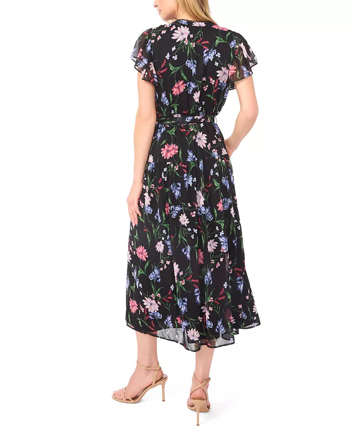 Women's Ruffle Detail Tie Neck Midi Dress - thumbnail 3