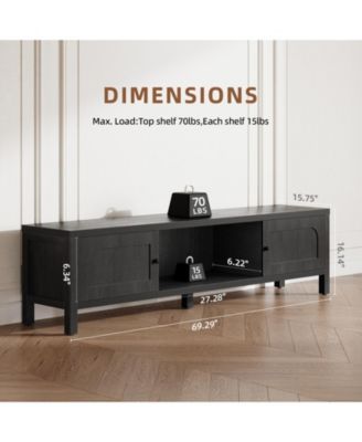 70" TV Stand with Storage Modern Media Console with Doors Cable Management and Wood Legs for Living Room