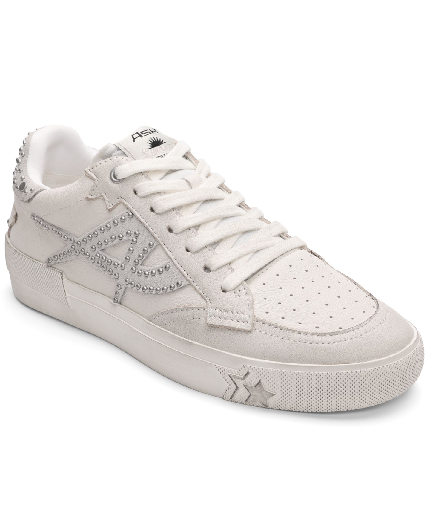 Женские кроссовки ASH Moonlight Studs Lace-Up, цвет: Бежевый белый / Серый — фото 1