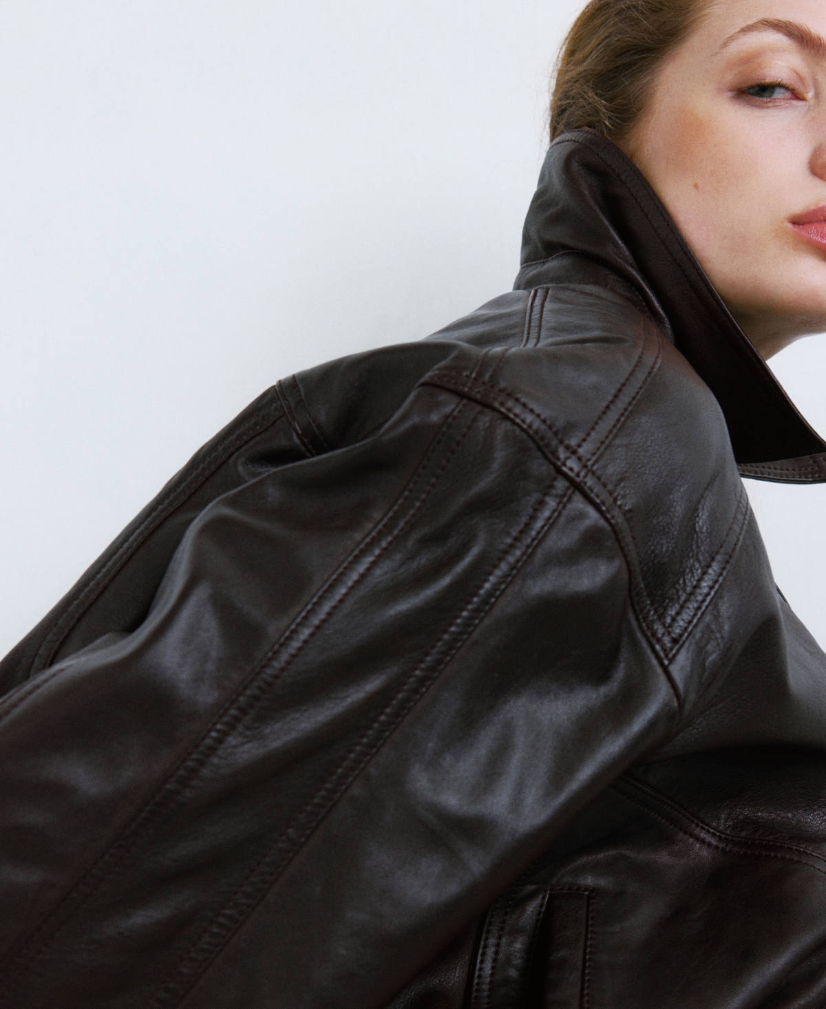 Mango Women's Oversized Leather Jacket