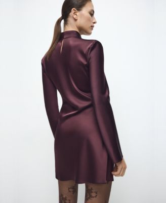 Women's Pleat Detail Satin Dress
