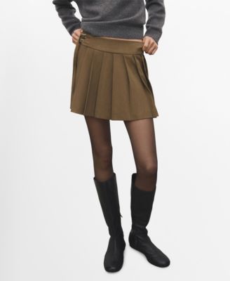 Women's Buckles Short Pleated Skirt