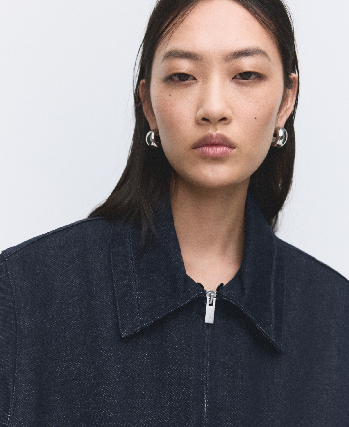 Mango Women's Fur Collar Denim Jacket