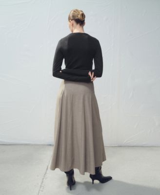 Women's Godets and Belt A-Line Skirt