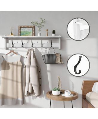 5-Hook Wall Coat Rack with Shelf