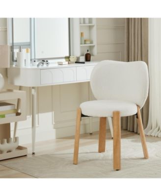 Set of 2 Heart-Back Teddy Vanity Chairs, Armless Small-Space Seating, 300LBS Capacity, Fits Under 24" Desks