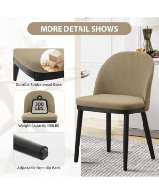 Modern Wooden Dining Chairs, Fabric Upholstered High Back Set