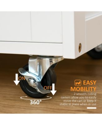 Rolling Portable Small Kitchen Island Cart on Wheels with Solid Wood Top, Carts Mobile Movable with 3 Drawers and Storage Shelves Cabinet