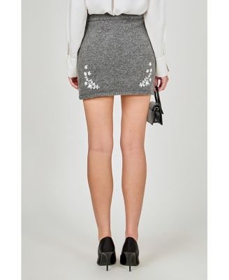 Women's Floral Embroidered Low-waist Knit Mini Skirt