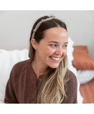 Women's Knotted Tweed Headband - Espresso Maroon