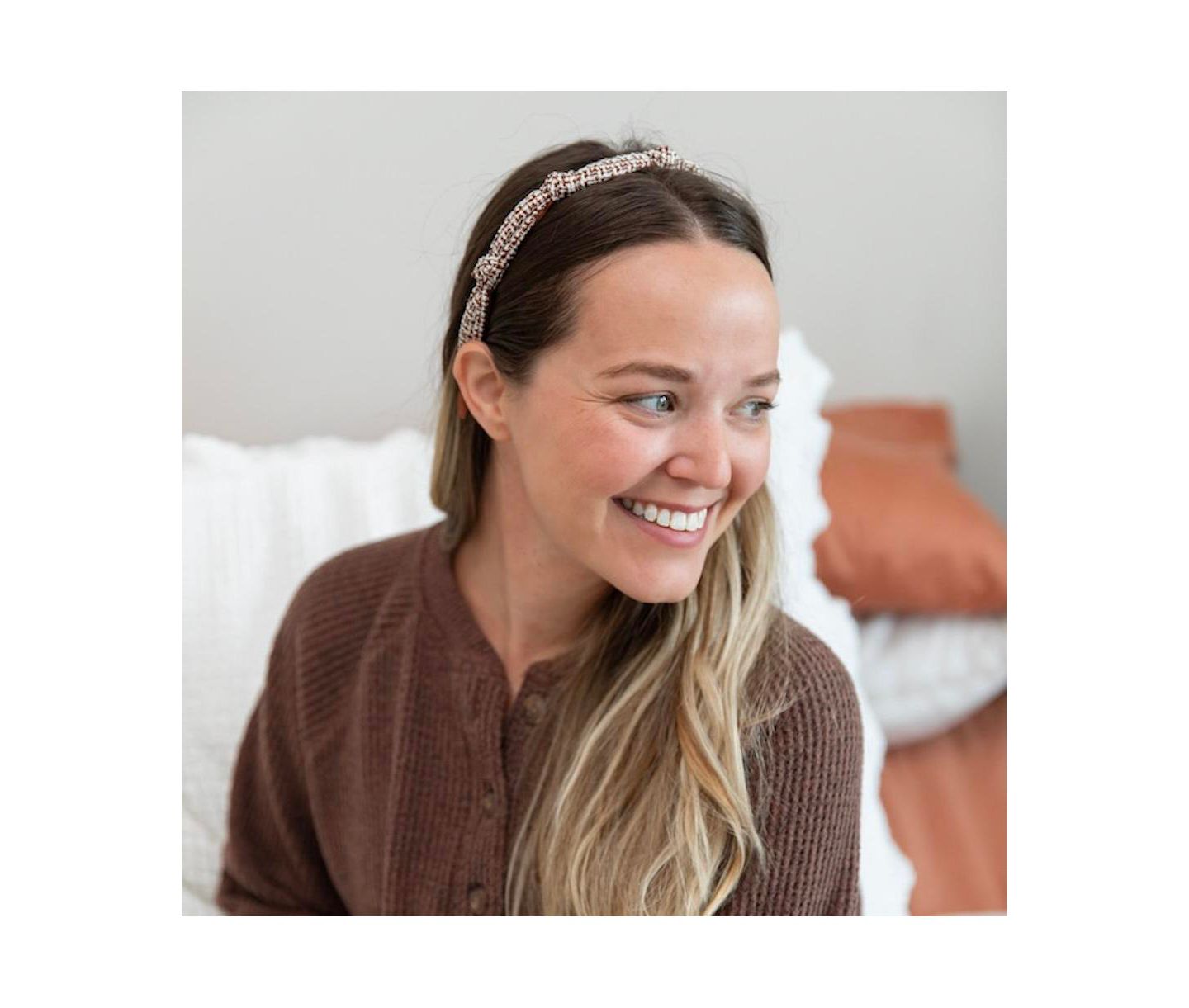 Женские аксессуары для волос Headbands of Hope Knotted Tweed Headband - Espresso Maroon — фото 4