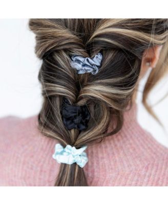 Women's Satin Scrunchie Set - Black, Gray, Light Blue