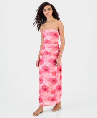 Strapless Mesh Maxi Dress