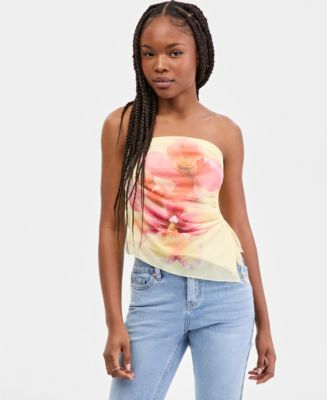 Madden Girl Juniors' Hibiscus Mesh Tube Top - Macy's