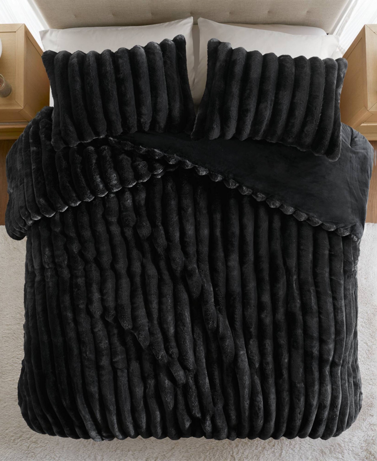 Madison Park Jasmine Faux Fur Reverse to Velvet 3-Pc. Comforter Set